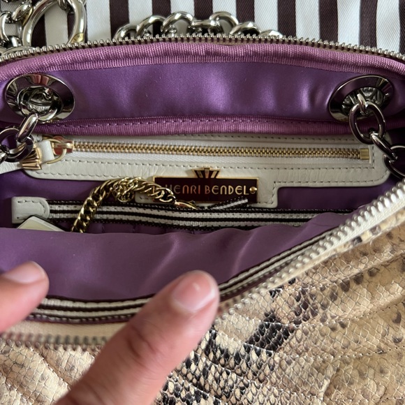 Henri Bendel Snakeskin Embossed Leather Crossbody with Chain Strap - Picture 9 of 9